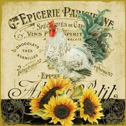 Χαρτοπετσέτα για Decoupage  Rooster & Sunflowers