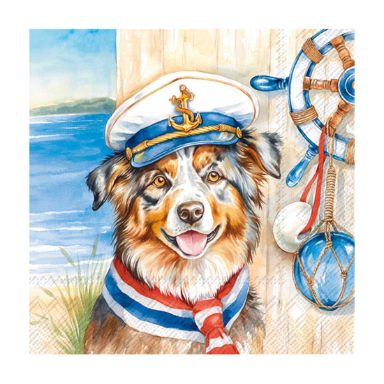 Χαρτοπετσέτα decoupage, 1 τεμ, Ένας σκύλος – ναύτης
