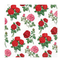 Χαρτοπετσέτα για decoupage, 1τεμ, Κόκκινα λουλούδια σε άσπρο φόντο