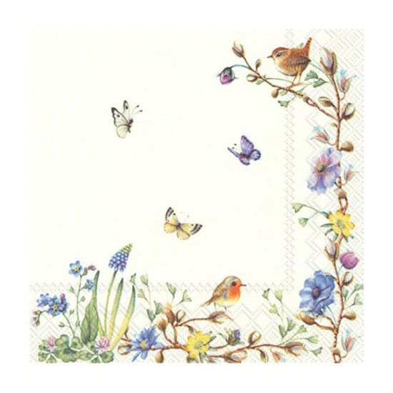 Χαρτοπετσέτα decoupage, 1 τεμ, Λουλούδια και πεταλούδες