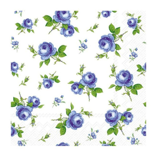 Χαρτοπετσέτα decoupage, 1 τεμ, Μικρά μπλε τριαντάφυλλα