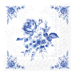 Χαρτοπετσέτα decoupage, 1 τεμ, Μπλε τριαντάφυλλο σε πλακάκι