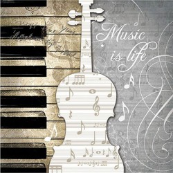 Χαρτοπετσέτα για Decoupage, Music Is Life, 1 τεμ