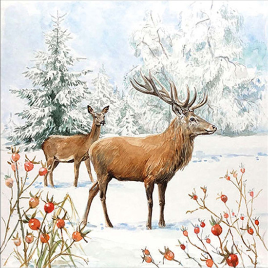 Χαρτοπετσέτα για decoupage, 1τεμ, Deer In Snow