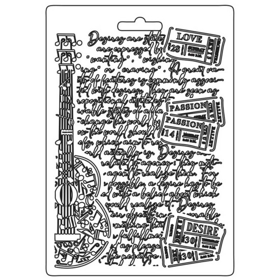 Καλούπι εύκαμπτο A5, 15x21cm, Stamperia, Desire, Guitar