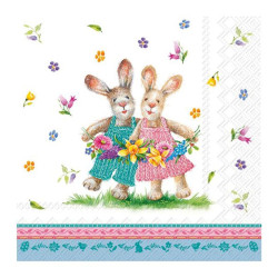 Χαρτοπετσέτα decoupage ,1 τεμ, Λαγουδάκια χορευτές