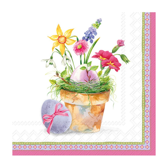 Χαρτοπετσέτα decoupage ,1 τεμ, Πασχαλινά αυγά και λουλούδια