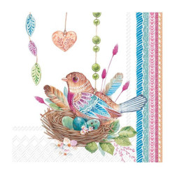 Χαρτοπετσέτα decoupage ,1 τεμ, Πουλάκι σε πασχαλινή φωλιά
