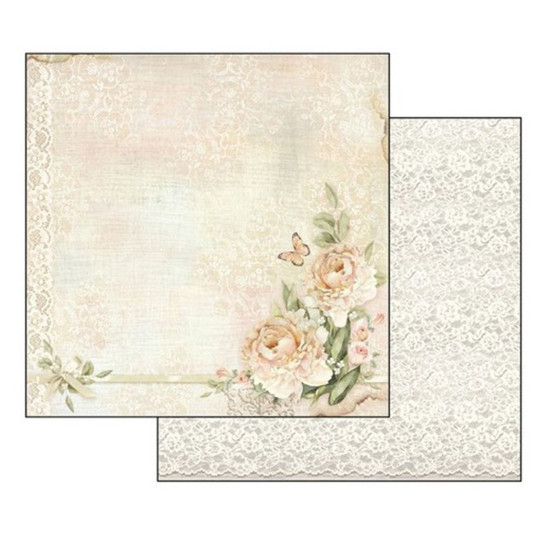 Χαρτί Scrapbooking διπλής όψης 30,5×30,5cm Stamperia, Peony and Laces