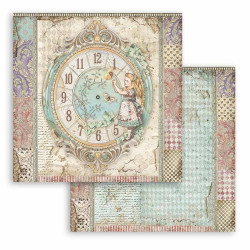 Χαρτί scrapbooking διπλής όψης 30x30cm Stamperia, Alice Clock