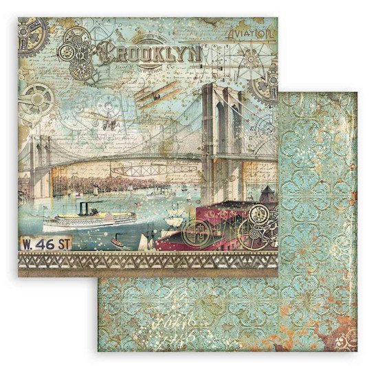 Χαρτί scrapbooking διπλής όψης 30x30cm Stamperia, Sir Vagabond Aviator, Brooklyn