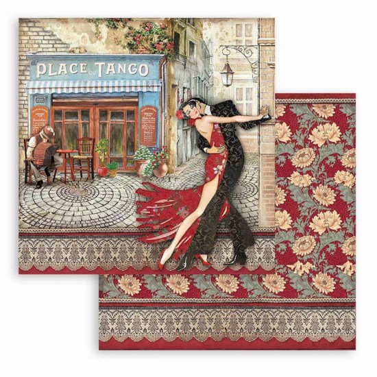 Χαρτί scrapbooking διπλής όψης 30x30cm Stamperia, Desire, Place of Tango