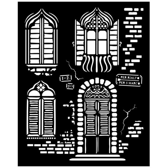Thick Stencil Stamperia 20x25cm, Venice City of Art, Windows