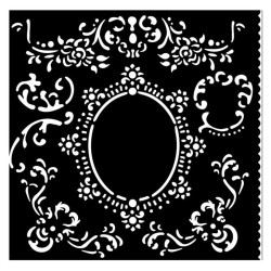 Thick Stencil Stamperia 18x18cm, House of Roses, Borders and corners