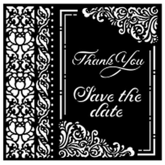 Thick Stencil Stamperia 18x18cm, You and me, Thank you save the date