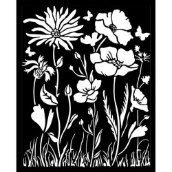 Thick stencil Stamperia 20x25cm, Atelier, Poppy and flowers